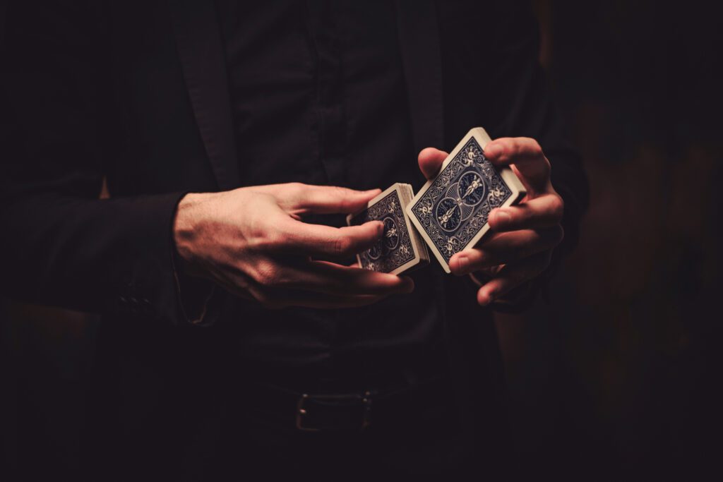 Man showing tricks with cards.